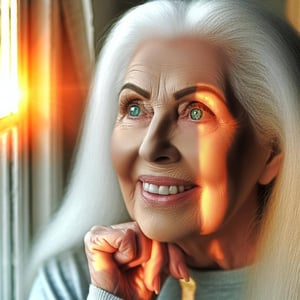A senior woman filled with joy